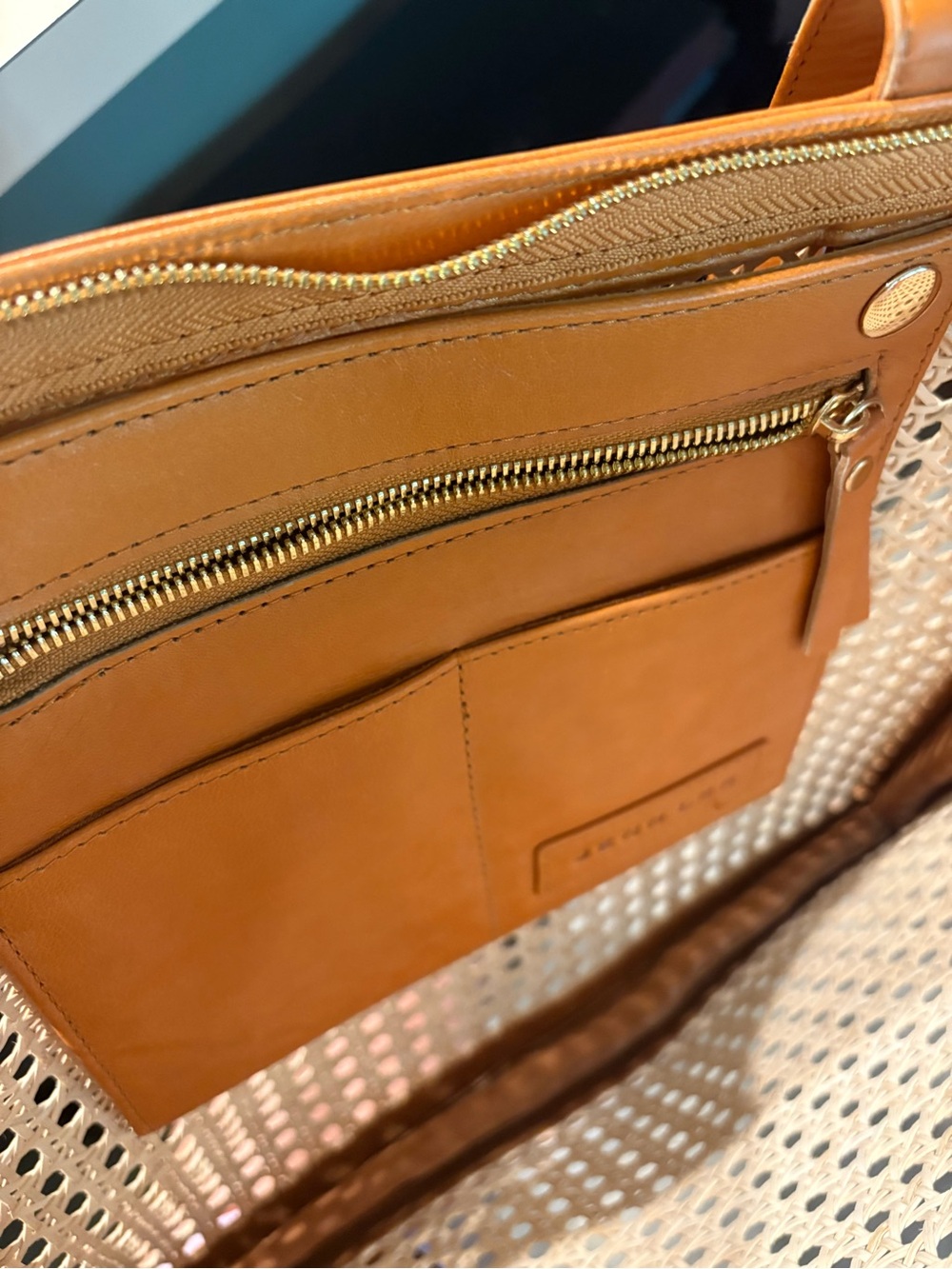 Jenn Lee Woven Rattan and leather tote bag - Picture 2 of 3
